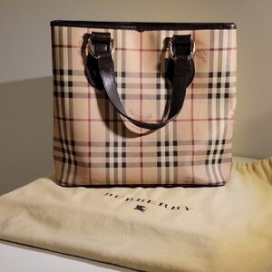 Burberry Tan and Black Checkered Tote